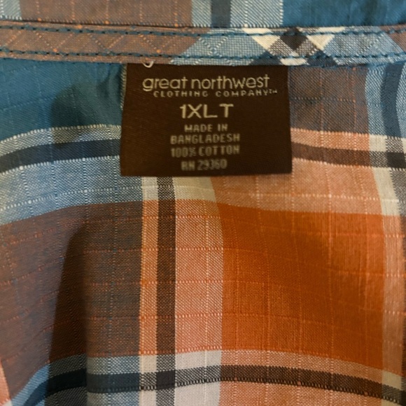 Great Northwest Men's Plaid Shirt - Orange and Blue - Picture 9 of 11